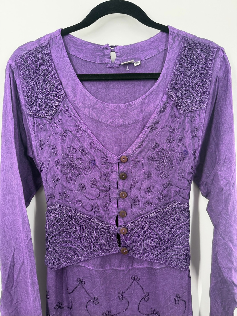 Vintage Whimsy Goth Purple Maxi Long sleeve dress - Picture 6 of 12